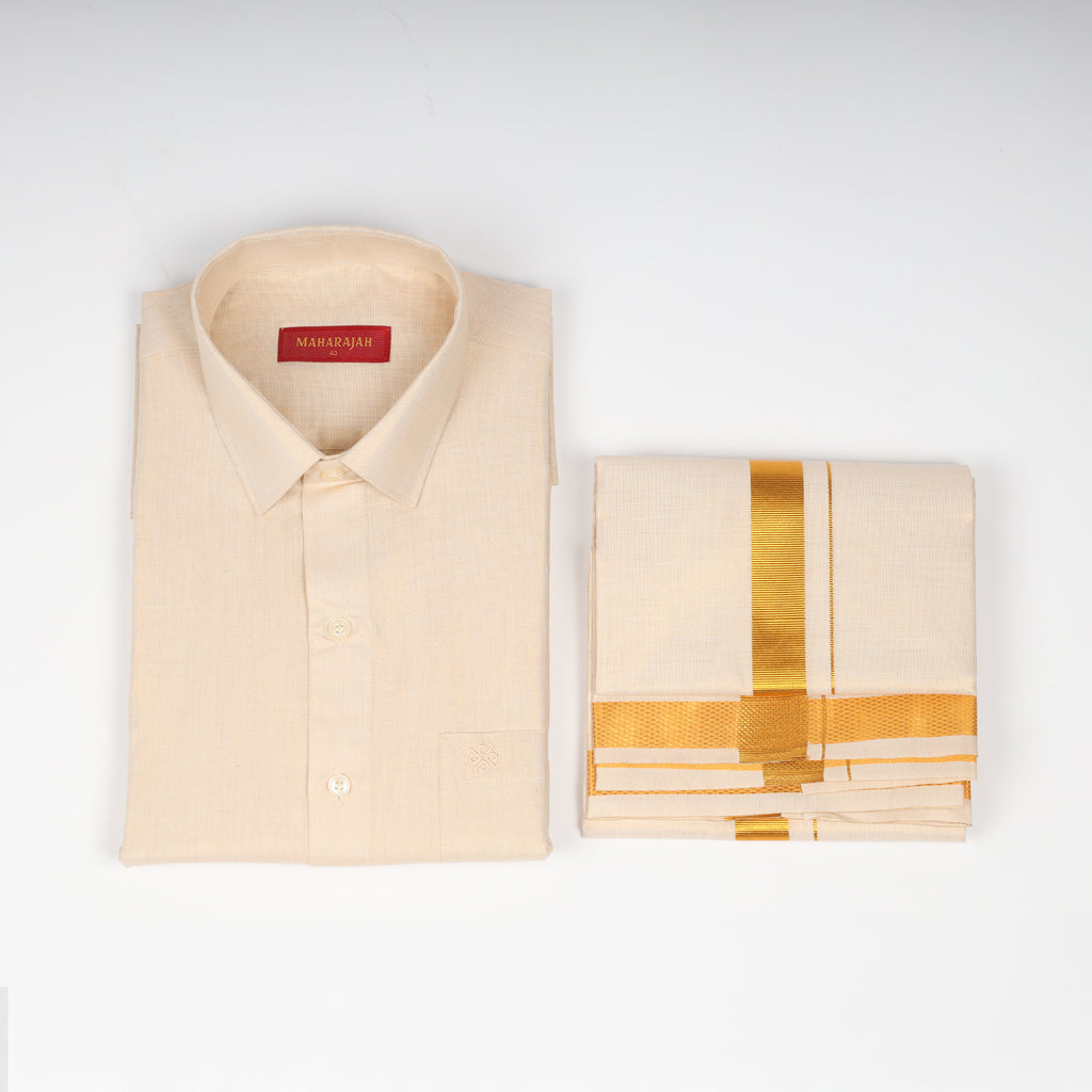 Mens Tissue Combo Shirt and Dhoti Set - KATABOMAN