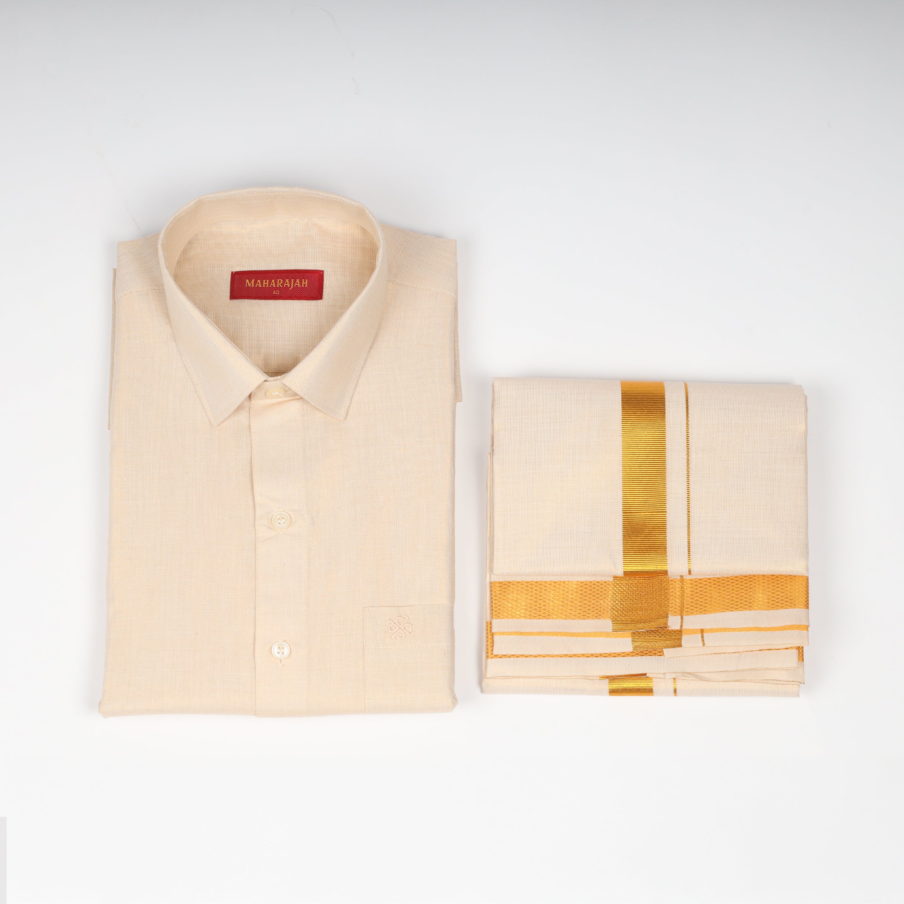 Mens Tissue Combo Shirt and Dhoti Set - KATABOMAN