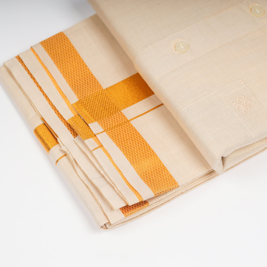 Mens Tissue Combo Shirt and Dhoti Set - KATABOMAN