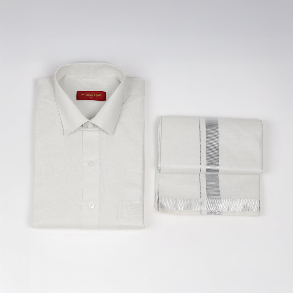 Mens Tissue Combo Shirt and Dhoti Set - KATABOMAN