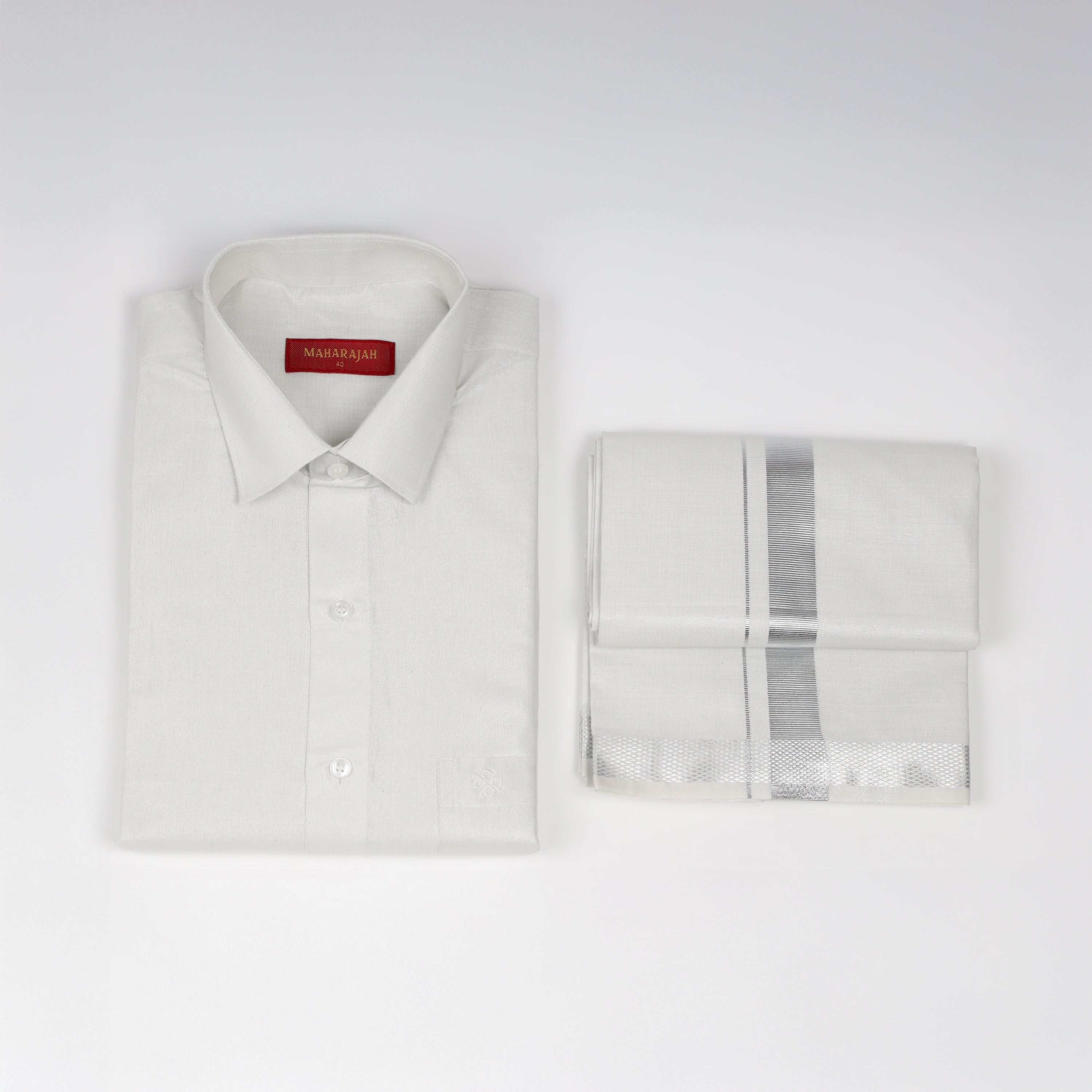 Mens Tissue Combo Shirt and Dhoti Set - KATABOMAN