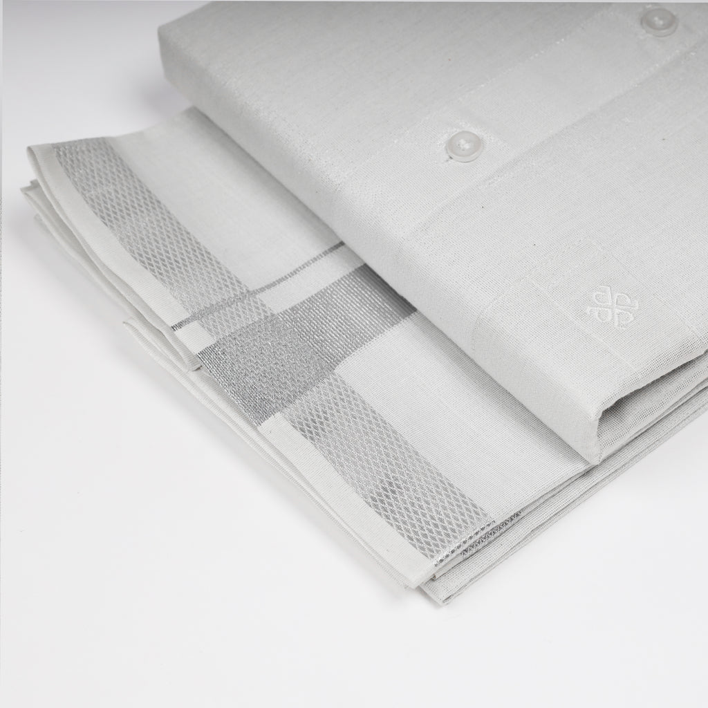 Mens Tissue Combo Shirt and Dhoti Set - KATABOMAN